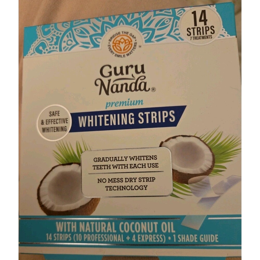 Guru Nanda Premium Whitening Strips Mint 14ct Enamel Safe Coconut Oil No Mess